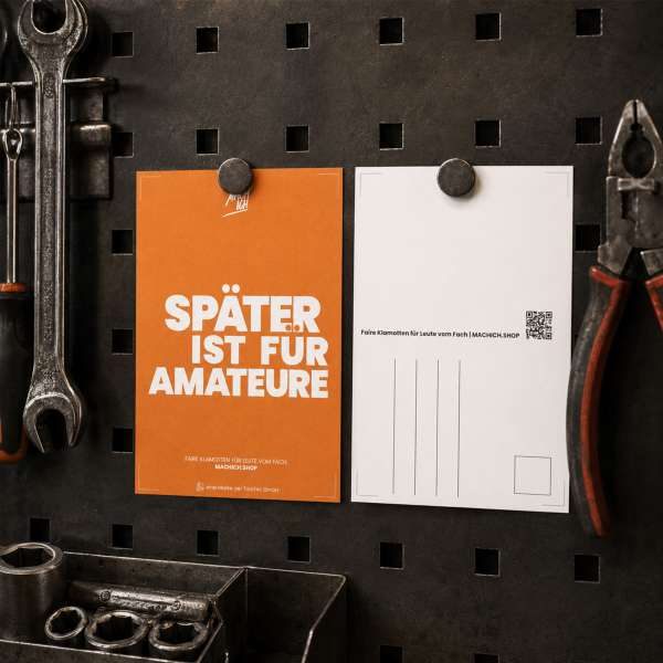 MACH ICH® Postkarte – Später ist für Amateure orange
