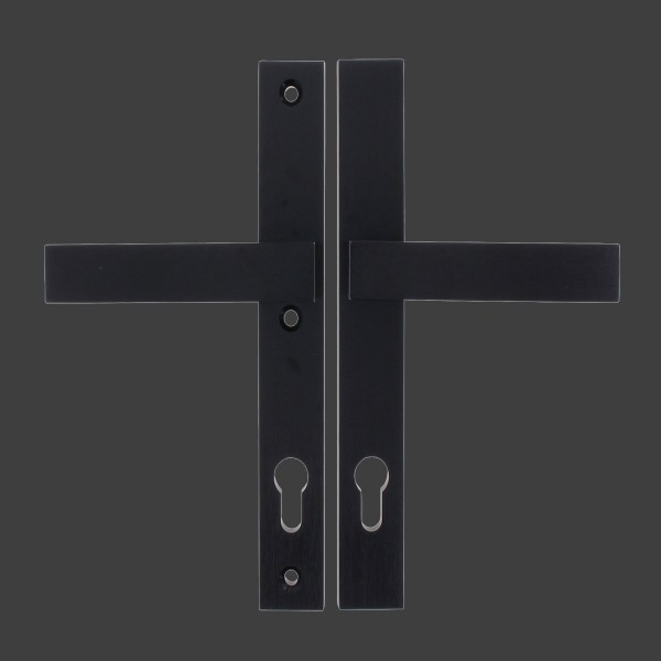 BLACK BEAUTY ToniTec Schmalrahmen-Drückergarnitur „LEON“ PZ 92 mm Schild eckig 35 mm F9005 schwarz gebürstet universal 070264