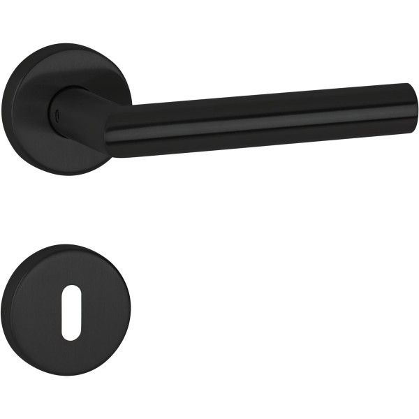 Hermat ZT - Drückergarnitur 1802 BASIC 02 Oberfl. 74 (Classic Black beschichtet)