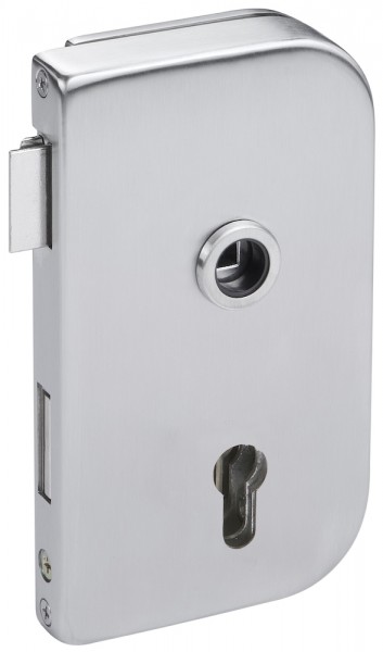 Hermat Glastür Schloßkasten Roma PZ gelocht OF 60 Edelstahl matt DIN rechts