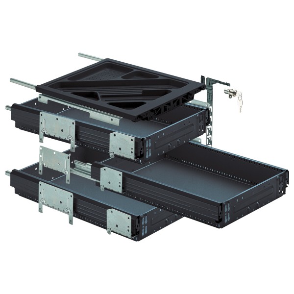Hettich Schreibtisch - Container - Set schwarz LR 32 EB 392 ET 530