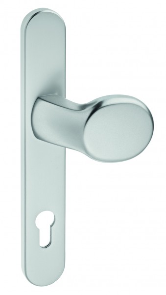 gelbrot Rahmen Wechselgarnitur Lech F1 silberfarbig 92 mm PZ 35 mm Schild