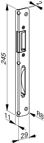 Roto DoorSafe MV - Schließstück links H/F-R/VSTB./SL L ROTOsil
