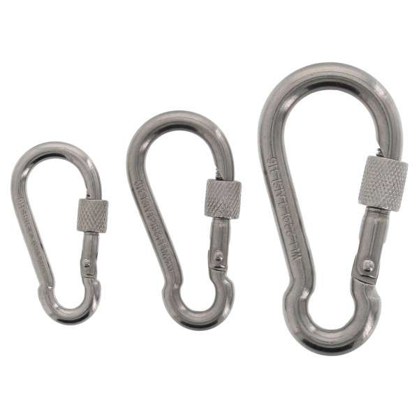 ToniTec® Edelstahl Karabinerhaken mit Schraubverschluss A4 C-DIN 5299