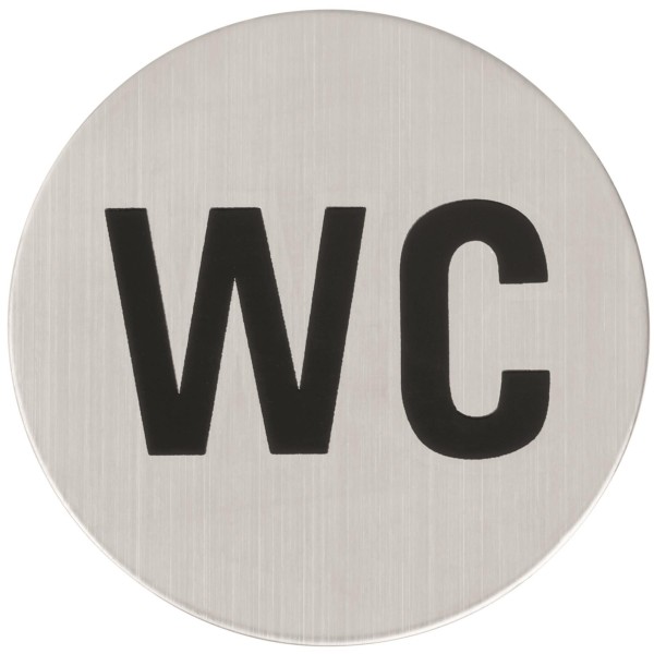 Hermat Hinweisschild 3730 76 mm Drm WC Edelstahl matt selbstklebend
