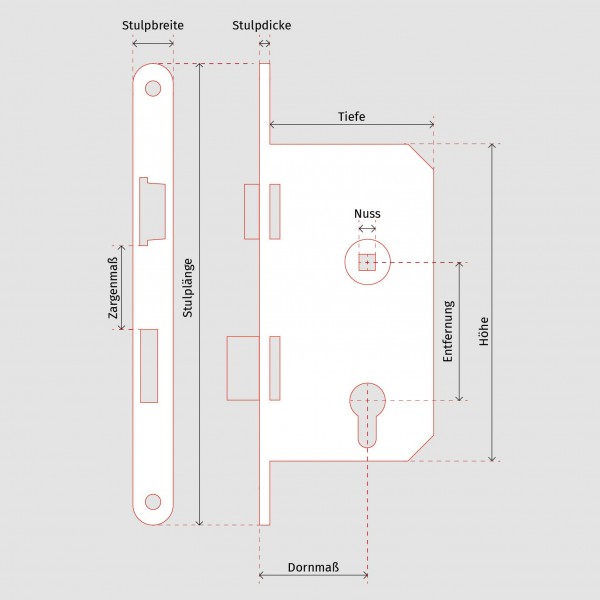 HUECK HARTMANN Einsteckschloß 35mm Dorn 174110