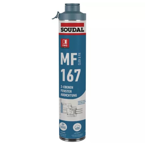 Soudal MF 167 Click & Fix Füll- und Dämmstoff 750ml Dose Fbt. Hellgrau