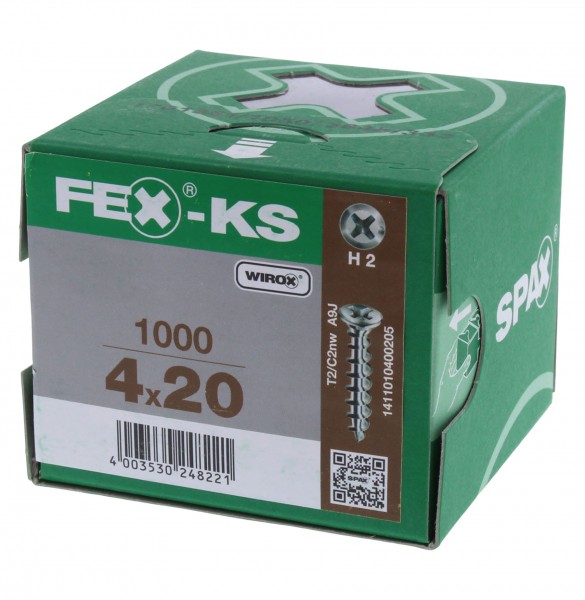 SPAX FEX KS Kreuzschlitzschrauben Linsensonderkopf 4,0x20 H2 WIROX VE a 1000 Stück