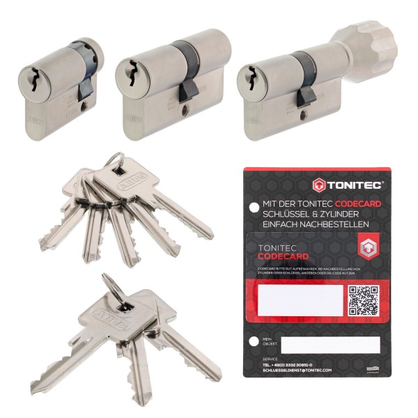ABUS A93 Schließzylinder Profil C73/C83/K82 verschiedenschliessend mit ToniTec® CodeCard