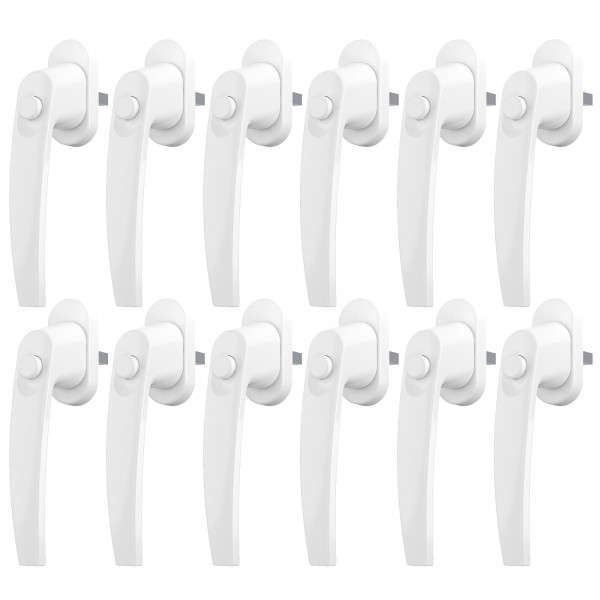 [NR] 12x ToniTec Fenstergriff LENA II Druckknopf mit 35 mm Stift inkl.Schrauben Aluminium Weiß