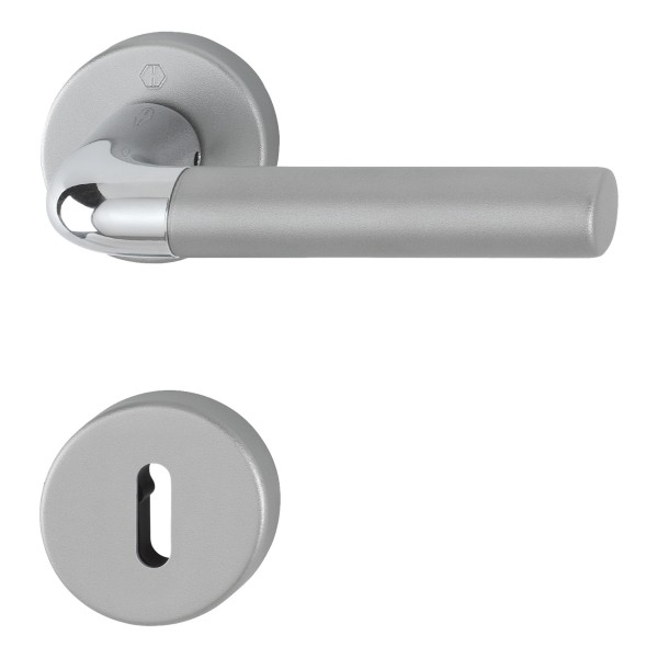 Hoppe Türgriffgarnitur Bremen OB F49/F9-2 verchromt /Aluminium stahl matt