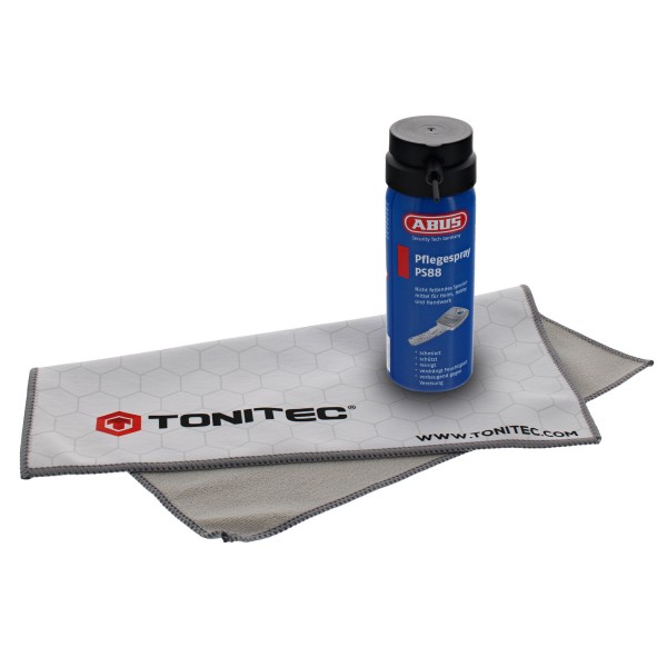 ABUS Schloss Pflegespray PS 88 PS88 50ml Zylinderspflegespray inklusive ToniTec® Microfasertuch