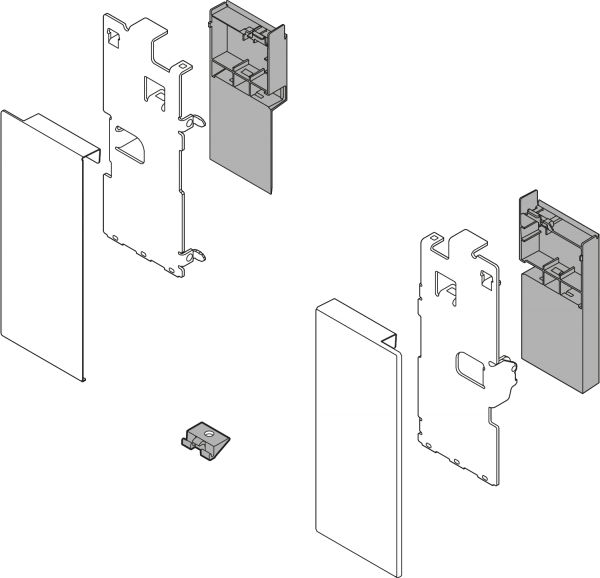 Blum LBX pure Frontbefestigung re./li. für Innenauszug Höhe K oriongrau