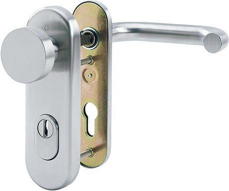 HOPPE FS-Schutz Kurzschild-Wechselgrt. mit ZA ES1 / F69 Edelstahl matt / 9 mm /