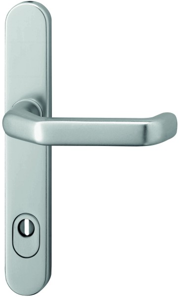 gelbrot Drückergarnitur Serie EMS F1 silberfarbig 92 mm PZ mit ZA35 Schild