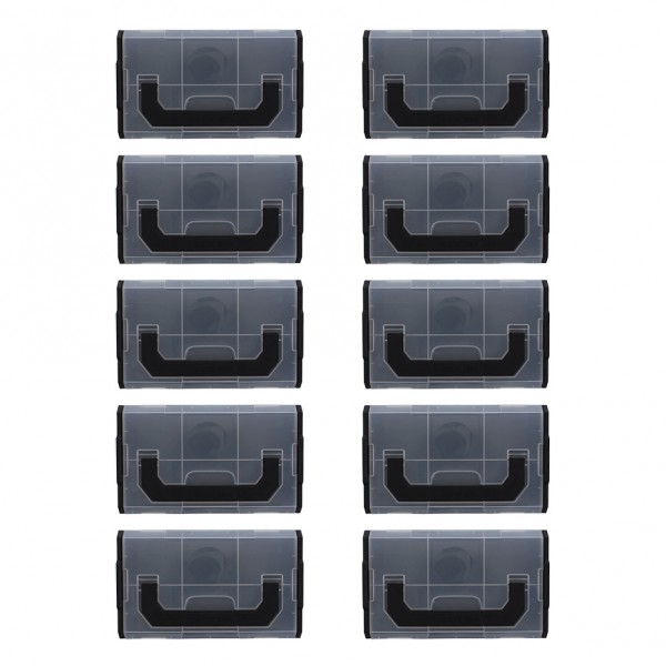 Sortimo L-BOXX Koffer Set Mini schwarz, Deckel transparent, 10 Stück