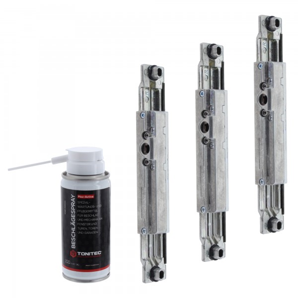 Schüco Kammergetriebe Getriebe 23 als 3 er Sparset DIN Rechts 223286 / 243034 mit ToniTec Beschlägespray