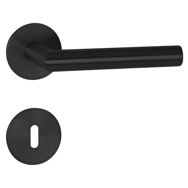 Hermat ZT - Drückergarnitur 1802 BASIC 02 Oberfl. 74 (Classic Black beschichtet)