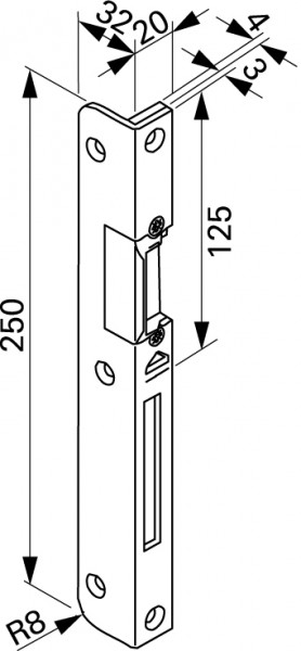 Roto DoorSafe MV - F/R Schließblech rechts für E-Öffner SL