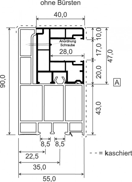 MENKE Adapterprofil 55 x 90 K Lg. 6,50 Nr. 972/930/B2 Kg 1605