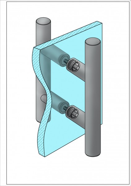 gelbrot Befestigung 2.4 paarweise durchgehend an Glastüren TS 8 - 12 mm