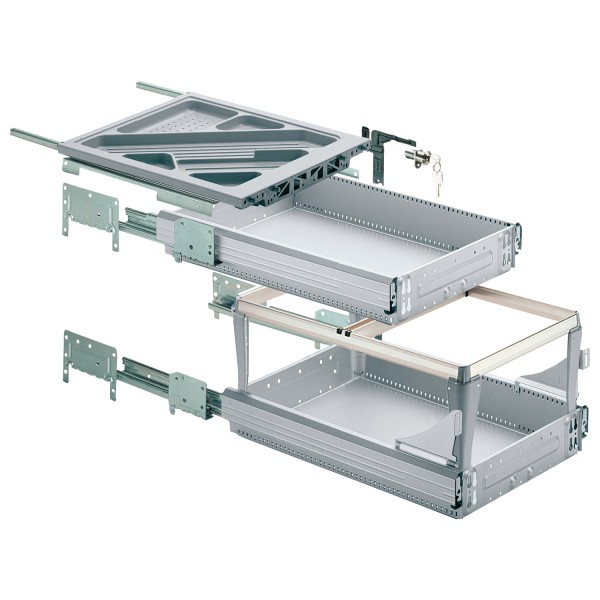 Hettich Schreibtisch - Container - Set LR 32 Alu finish EB 392 ET 730 mm