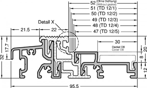 Gutmann Bodenschwelle für Haustüren VE = 30 mtr Weser 95/32-TI EV 1 eloxiert