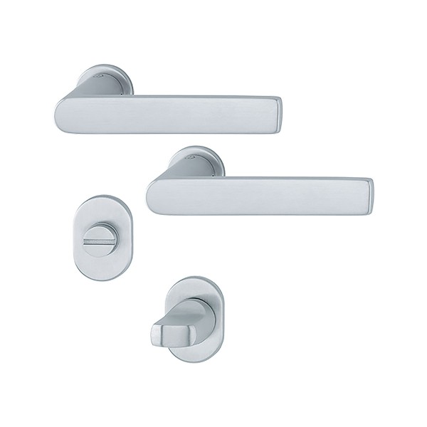 HOPPE WC-Rosettengarnitur zum Kleben, satiniert verchromt, Modell Los Angeles M1642/868P/869PS-SK