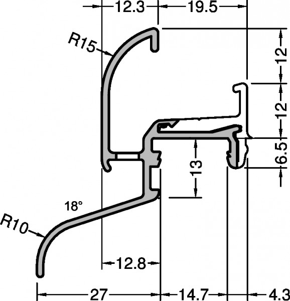 Gutmann Regenschutzschiene Kocher 29/27 F - TXL EV1 eloxiert System 1.7 VE = 60 Meter