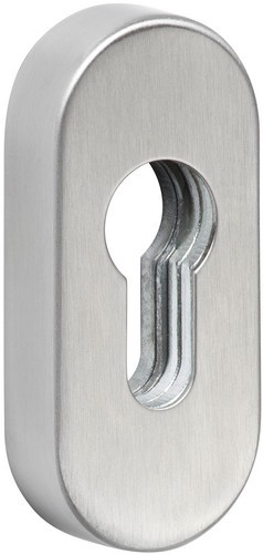 gelbrot Schieberosette außen PZ oval Edelstahl matt H 12mm ohne Schrauben