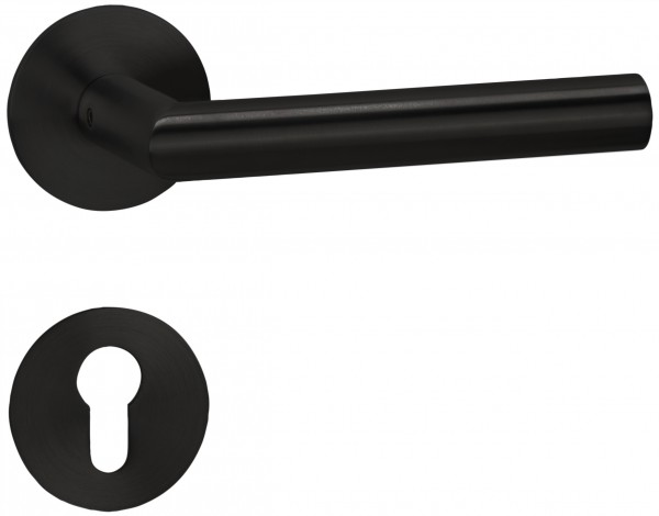 Hermat ZT - Drückergarnitur 1802 BASIC 02 Oberfl. 74 (Classic Black beschichtet)