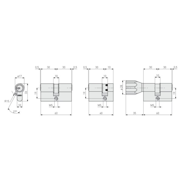 ABUS D6X Zylinder gleichschliessend laut Muster/Code inkl. 5 Schlüssel