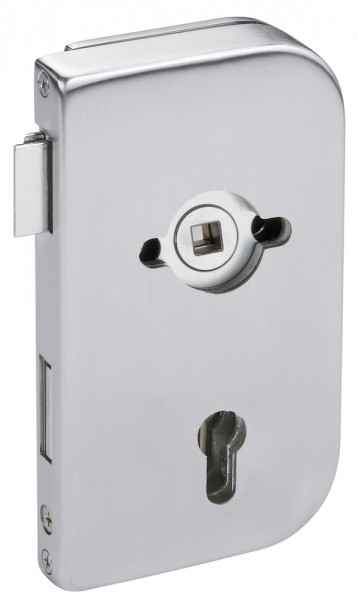 Hermat Glastür Schloßkasten Roma PZ gelocht OF 60 Edelstahl matt DIN rechts