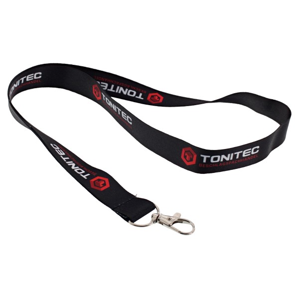 ToniTec® Schlüsselband schwarz Schlüsselanhänger mit Karabiner