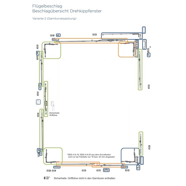 Winkhaus Reparaturbeschlag RC-N Komplett-Set Nachrüstung für Kunststoff- und Holzfenster ohne Schliessbleche