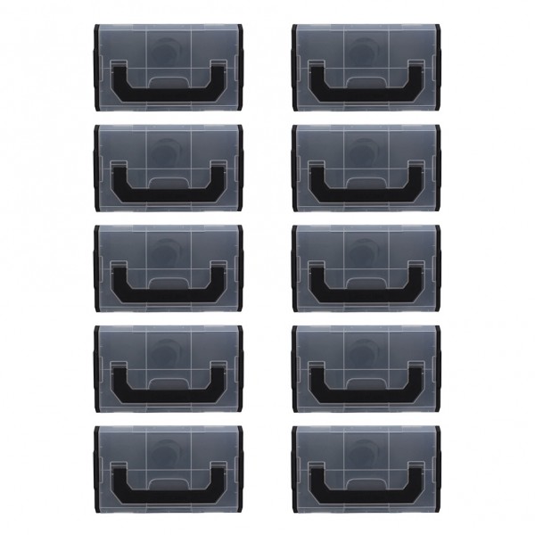 Sortimo L-BOXX Koffer Set Mini schwarz, Deckel transparent, 10 Stück