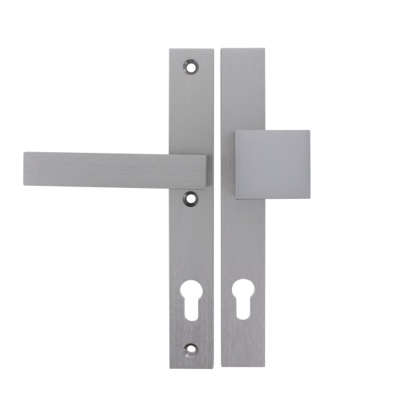 ToniTec® Schmalrahmen-Wechselgarnitur „LEON“ PZ 92 mm Schild eckig 35 mm Edelstahl gebürstet universal 070288