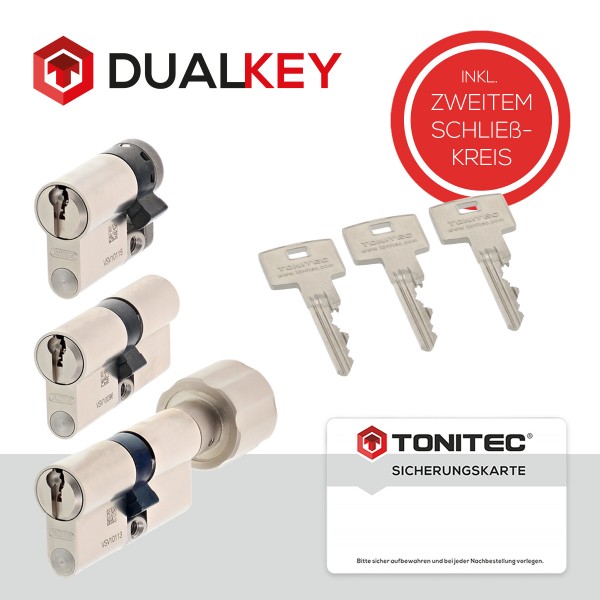 ToniTec DUALKEY® Schließsystem by ABUS modular mit Sicherungskarte inkl. 2 Schlüsselsets Gleichschließung