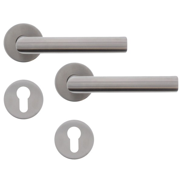 ToniTec® Rosettengarnitur "Martina" Drückergarnitur L-Form Edelstahl