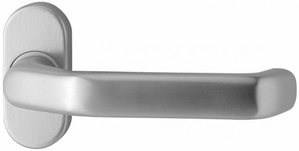 gelbrot FS Drücker a Rosette festdrehbar Alu F1 silberfarbig mit Rückholmechanik