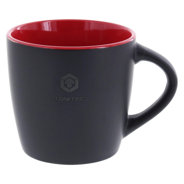 ToniTec Tasse mit Logo 340 ml Schwarz/Rot matt