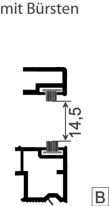 [DS] MENKE Rollladenführung 63 x 47 mm , weiß , Bürste schwarz