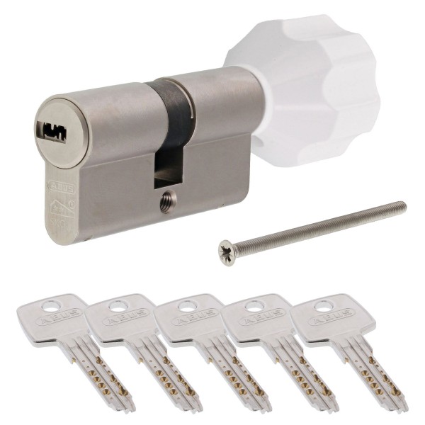[NR] ABUS EC550 Zylinder mit EasyTurn Knauf weiß verschiedenschließend mit ToniTec CodeCard inkl. 5 Schlüssel Größe 35/50K