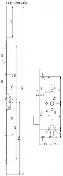 MACO HAUTAU Türschloß Z-TS E92 PZ verl. 4 IS silber Dorn 65 mm VK10 F-2400x20 PT MACO 230265
