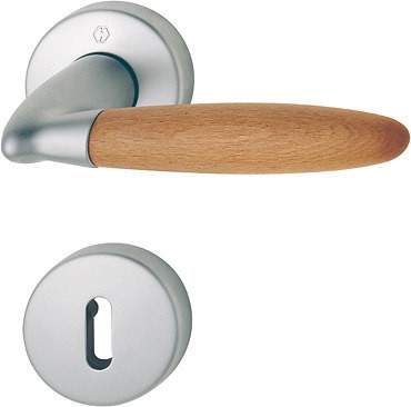 HOPPE Türgriffgarnitur Athinai OB F98/Buche Messing matt verchromt/Buche