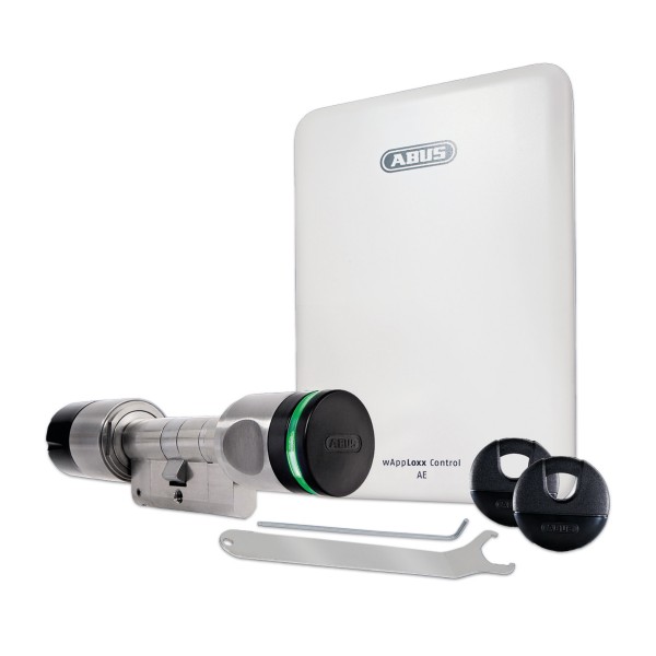 ABUS wAppLoxx WLX AE Zutrittskontrolle Starterkit inkl. Control, Mifare Transponder und Zylinder mit Leser außen