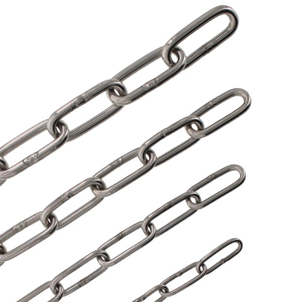 ToniTec® Edelstahlkette A4 langgliedrig Rundgliederkette DIN 763