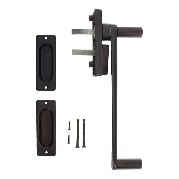 [FP-Rarität] SI Siegenia Handhebel KS Portal mit Schiebetürmuschel und Befestigungsschrauben TS 56 mm Farbe Braun F77