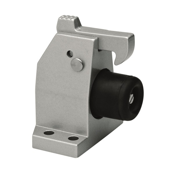 gelbrot Türfeststeller silber lackiert gefedertem Anschlagpuffer und Fanghaken