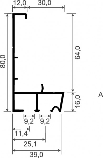 MENKE ALU Adapterprofil 80 x 42 mm Nr. A-973 , blank